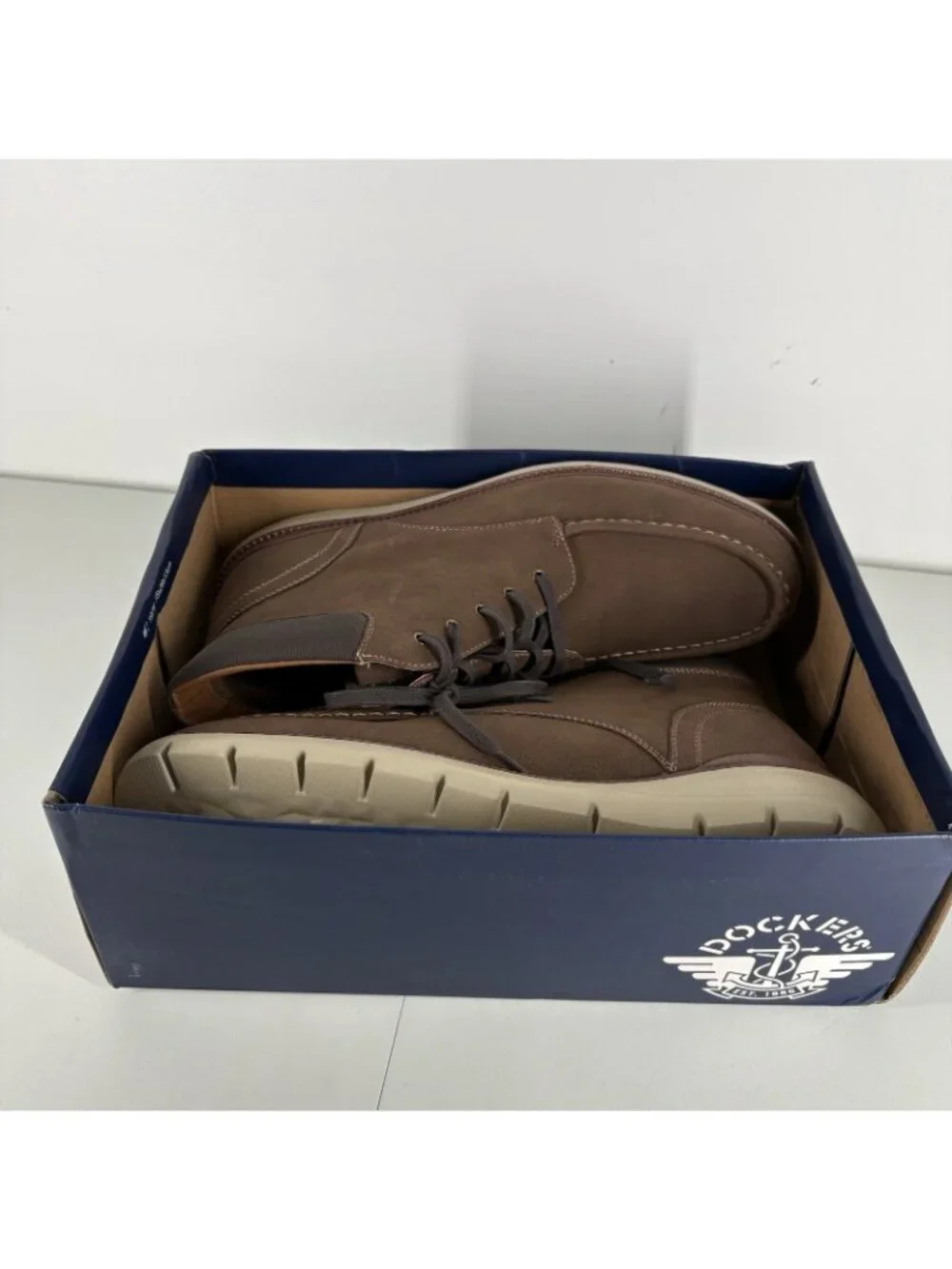 Dockers Men Size 13M Brown Faux Leather Casual Lace Up Rowan Chukka Boots NWB